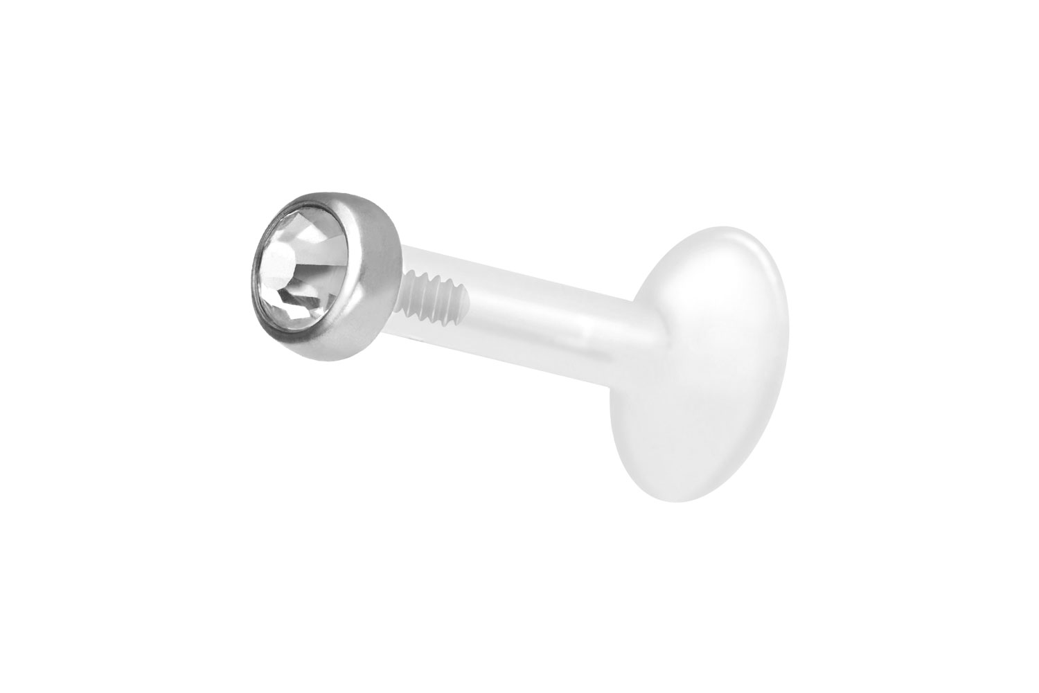 PTFE Labret mit Innengewinde + Titan-Aufsatz KRISTALLDISC